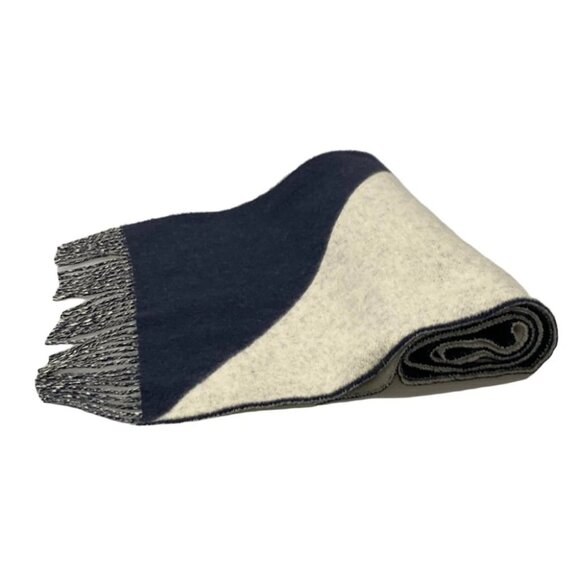 Auth HERMES Cream Navy Cashmere Scarf - Picture 1 of 6